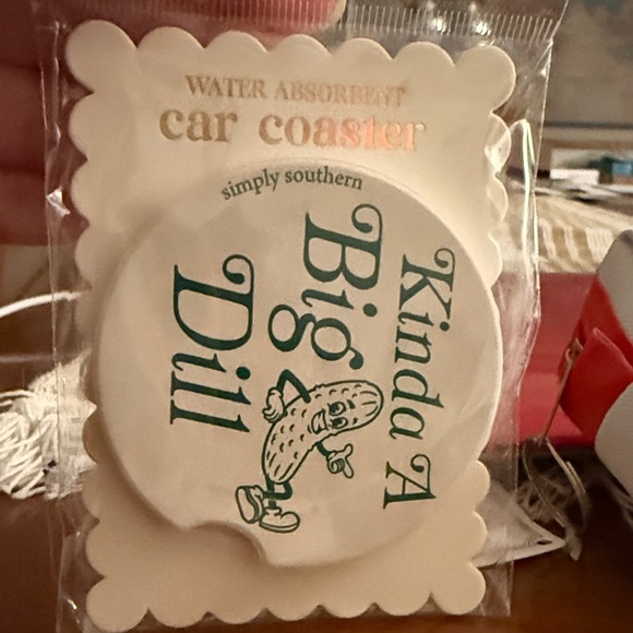 Simply Southern Other - Simply Southern Cream and Green Car Coaster